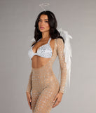 Iridescent Sparkle Rhinestone-Embellished Sheer Catsuit