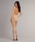 Iridescent Sparkle Rhinestone-Embellished Sheer Catsuit