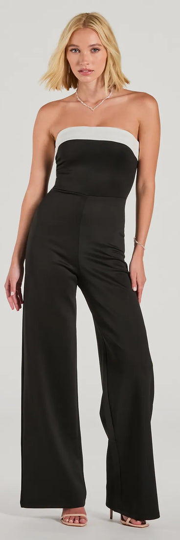 Thinking Out Loud Strapless Wide-Leg Jumpsuit
