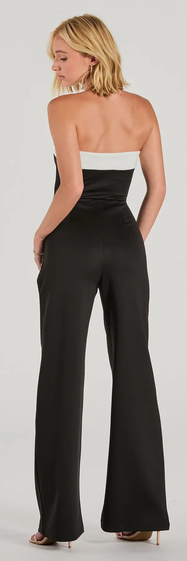 Thinking Out Loud Strapless Wide-Leg Jumpsuit