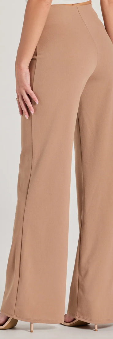 The Stylish Impression High Rise Straight Leg Trouser Pants is a trendy women's bottom in taupe, designed with modern details and alluring textures to complete chic outfits for 2025.