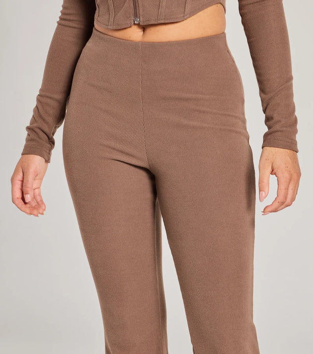 Feelin' Comfy Ribbed Knit Flare Pants | Windsor