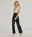 Create bold, fashion-forward looks for spring or summer with the Radiant Era Glitter Lurex And Satin Jumpsuit in black, a must-have piece from Windsor’s collection of stylish bottoms for women.