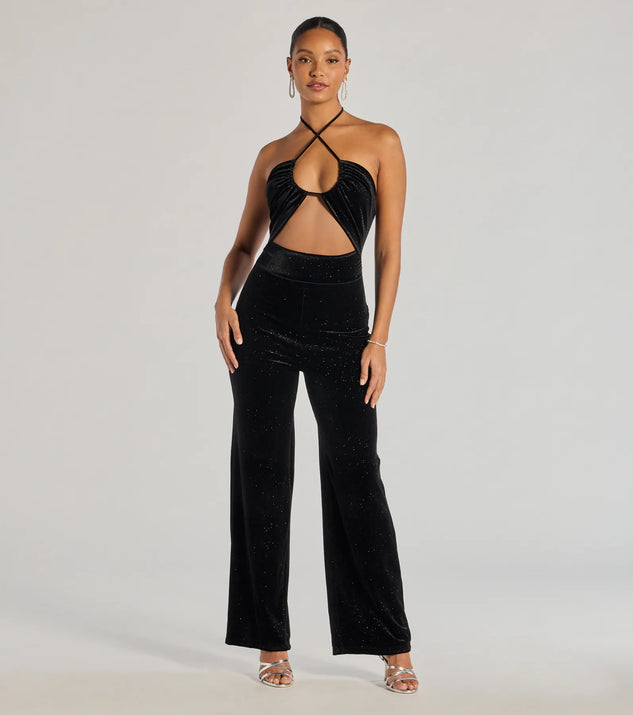 Here To Party Glitter Knit Cutout Jumpsuit | Windsor