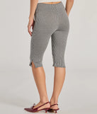 The Cool Girl Vibes High Waist Gingham Capri Pants is a trendy women's bottom in black, designed with modern details and alluring textures to complete chic outfits for 2025.