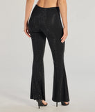The Glitzy Vibes Rhinestone Knit Flare Pants is a trendy women's bottom in black, designed with modern details and alluring textures to complete chic outfits for 2025.