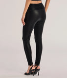 The Looking Sleek Faux Leather Leggings is a trendy women's bottom in black, designed with modern details and alluring textures to complete chic outfits for 2025.