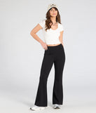 Create bold, fashion-forward looks for spring or summer with the On The Go Ponte Knit Flare Pants in black, a must-have piece from Windsor’s collection of stylish bottoms for women.