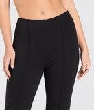 Create bold, fashion-forward looks for spring or summer with the On The Go Ponte Knit Flare Pants in black, a must-have piece from Windsor’s collection of stylish bottoms for women.