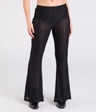 Create bold, fashion-forward looks for summer with the Bohemian Chic Sheer Lace Flare Pants in black, a must-have piece from Windsor’s collection of stylish bottoms for women.