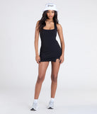 The Babe Alert Halter Ponte Knit Romper in black brings edge and energy to your vibe, ready to elevate any festival look or concert outfit.