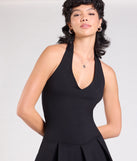 Make a bold statement in the Flirty Flair Halter Pleated Romper in black, the perfect spring dress for weddings, cocktail hours, nights out, and/or seasonal celebrations.