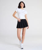 Pair the School's Out High-Rise Pleated Ponte Skort with your favorite crop or bodysuit for effortless warm-weather looks with on-trend black skorts that speak your style.