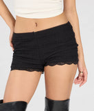 Create bold, fashion-forward looks for summer with the Cuter Than Ever Lace Ruffle Shorts in black, a must-have piece from Windsor’s collection of stylish bottoms for women.