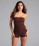 Center Of Attention Strapless Rhinestone Romper