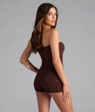 Center Of Attention Strapless Rhinestone Romper