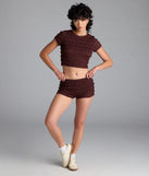 Choosing the brown shorts says you’re ready to show off in the Good At Being Bad Lace Hot Shorts, a warm-weather staple that elevates your outfit and seasonal style.