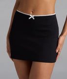 Extra Cute Bow Trim Ponte Mini Skort