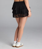 Pair the Cutesy Trend Drop Waist Ruffled Lace Mini Skort with your favorite crop or bodysuit for effortless warm-weather looks with on-trend black skorts that speak your style.