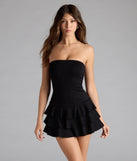 Choosing a black romper like the Trendy Attitude Strapless Ruffled Skater Romper means you’re ready for anything—no outfit planning needed, just style, go, and glow.