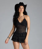 Choosing a black romper like the Sheerly A Good Time Halter Lace Romper means you’re ready for anything—no outfit planning needed, just style, go, and glow.