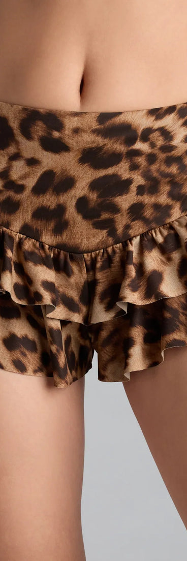 Maybe Tonight Leopard Ruffle Shorts