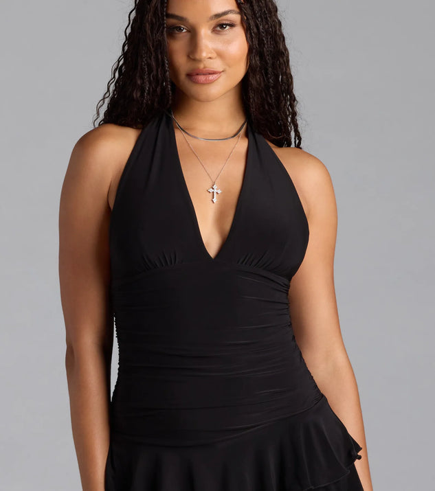 Golden Nights Halter Ruffle Romper | Windsor