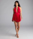 Bold Babe Halter Plunge Neck Romper