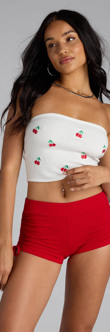 Designed for campus outfits, sleek workwear, and on-the-go moments, the Low Effort Big Slay Side Tie Hot Shorts are trendy red bottoms for women bringing effortless fall versatility.