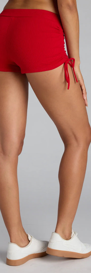 Style up your rotation with the Low Effort Big Slay Side Tie Hot Shorts, trendy red hot shorts made to anchor every outfit with attitude and ease.