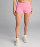 Designed for campus outfits, sleek workwear, and on-the-go moments, the Chill Girlie Foldover Hot Shorts are trendy pink bottoms for women bringing effortless fall versatility.