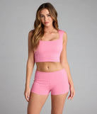 Designed for campus outfits, sleek workwear, and on-the-go moments, the Chill Girlie Foldover Hot Shorts are trendy pink bottoms for women bringing effortless fall versatility.