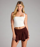 Serving Moves Ruched Hanky Hem Mini Skort