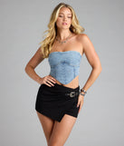 Designed for campus outfits, sleek workwear, and on-the-go moments, the Buckle Up Babe Belted Wrap Skort is a trendy black bottom for women bringing effortless fall versatility.