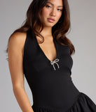 Coquette Glam Halter Bow Romper