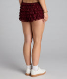 Designed for campus outfits, sleek workwear, and on-the-go moments, the So Fab Ruffled Lace Hot Shorts are trendy wine bottoms for women bringing effortless fall versatility.
