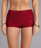 Shine Check Rhinestone Hot Shorts