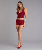 Shine Check Rhinestone Hot Shorts