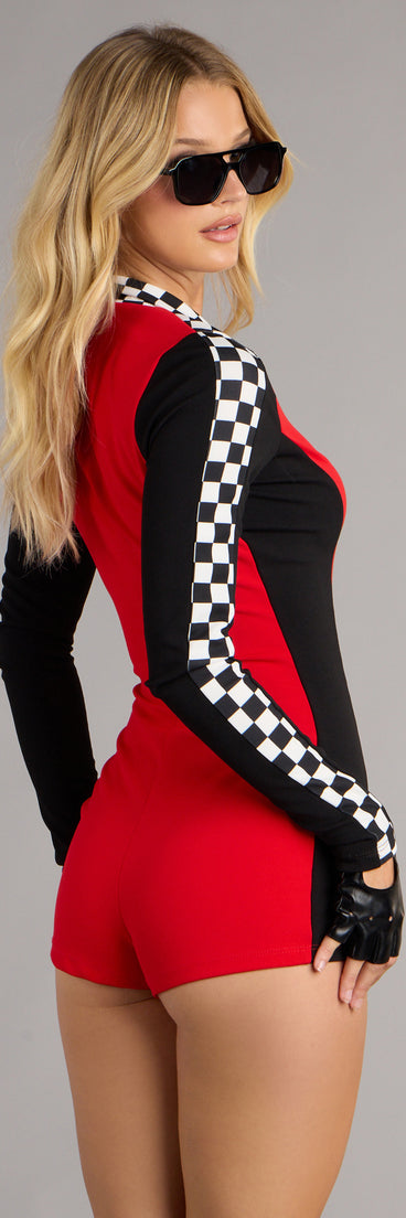 Make a fall statement in the Fast Lane Babe Zip-Up Romper, a closet must-have among fall bottoms for women.