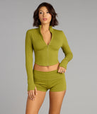 Make a fall statement in the Cozy Cool Rib Knit Foldover Shorts, a closet must-have among fall bottoms for women.