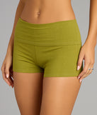 Make a fall statement in the Cozy Cool Rib Knit Foldover Shorts, a closet must-have among fall bottoms for women.