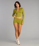 Make a fall statement in the Cozy Cool Rib Knit Foldover Shorts, a closet must-have among fall bottoms for women.
