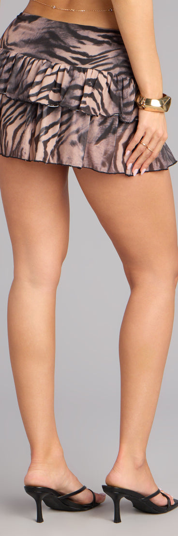 Untamed Confidence Zebra Print Ruffle Mini Skort