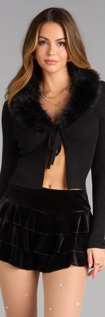 Flirty Flounce Velvet Ruffle Mini Skort