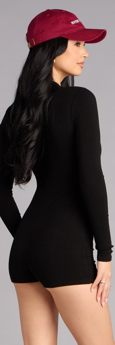 Easy Does It Ribbed Zip Up Romper