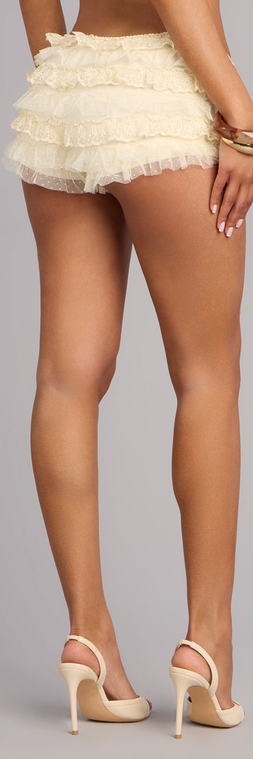 Flirty Confidence Ruffle Lace Hot Shorts