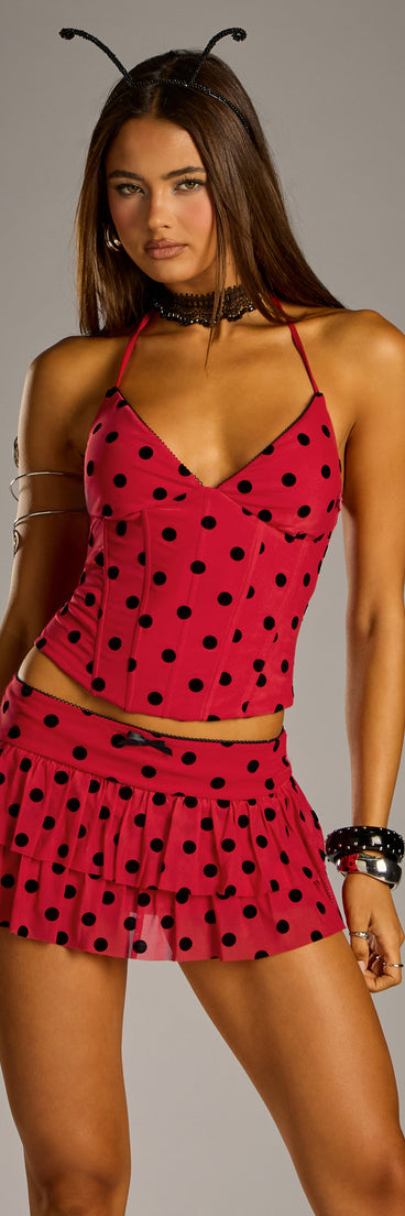 Lucky Ladybug Polka Dot Ruffle Mini Skort