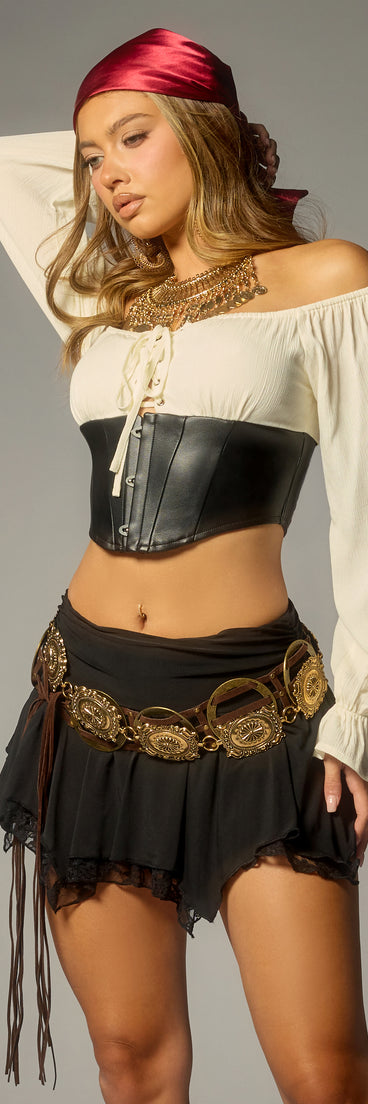 Boho Rogue Lace Trim Mini Skort