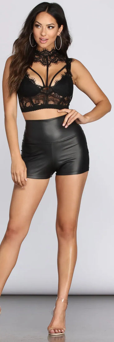 High Waist Leather Shorts