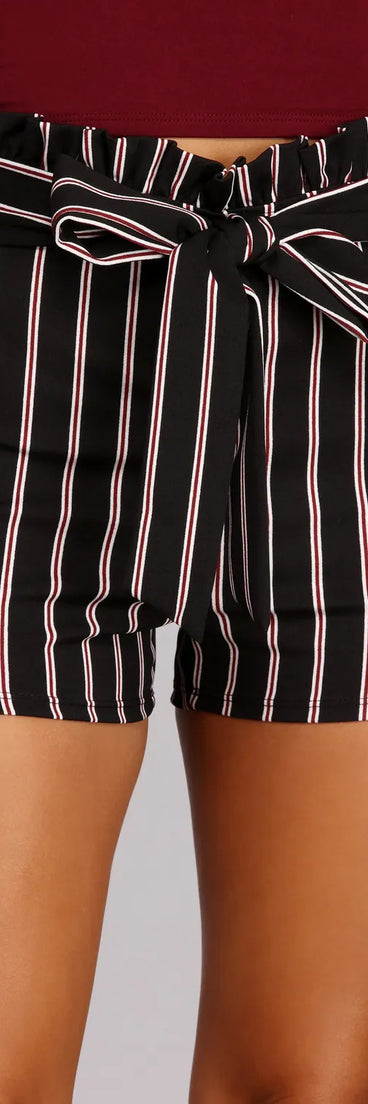 High Waist Striped Paper Bag Pants